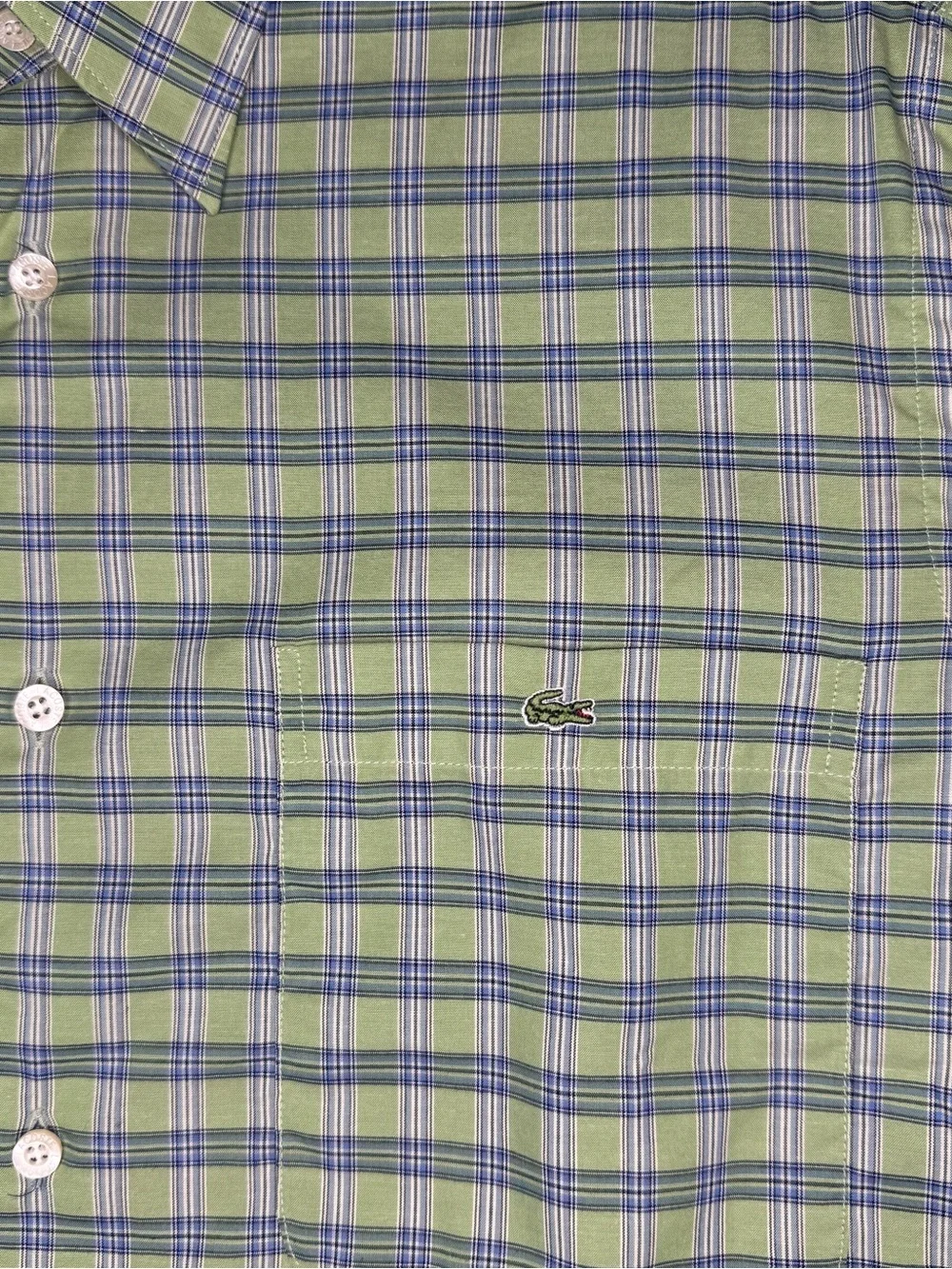 Lacoste Green and Blue Plaid Dress Shirt